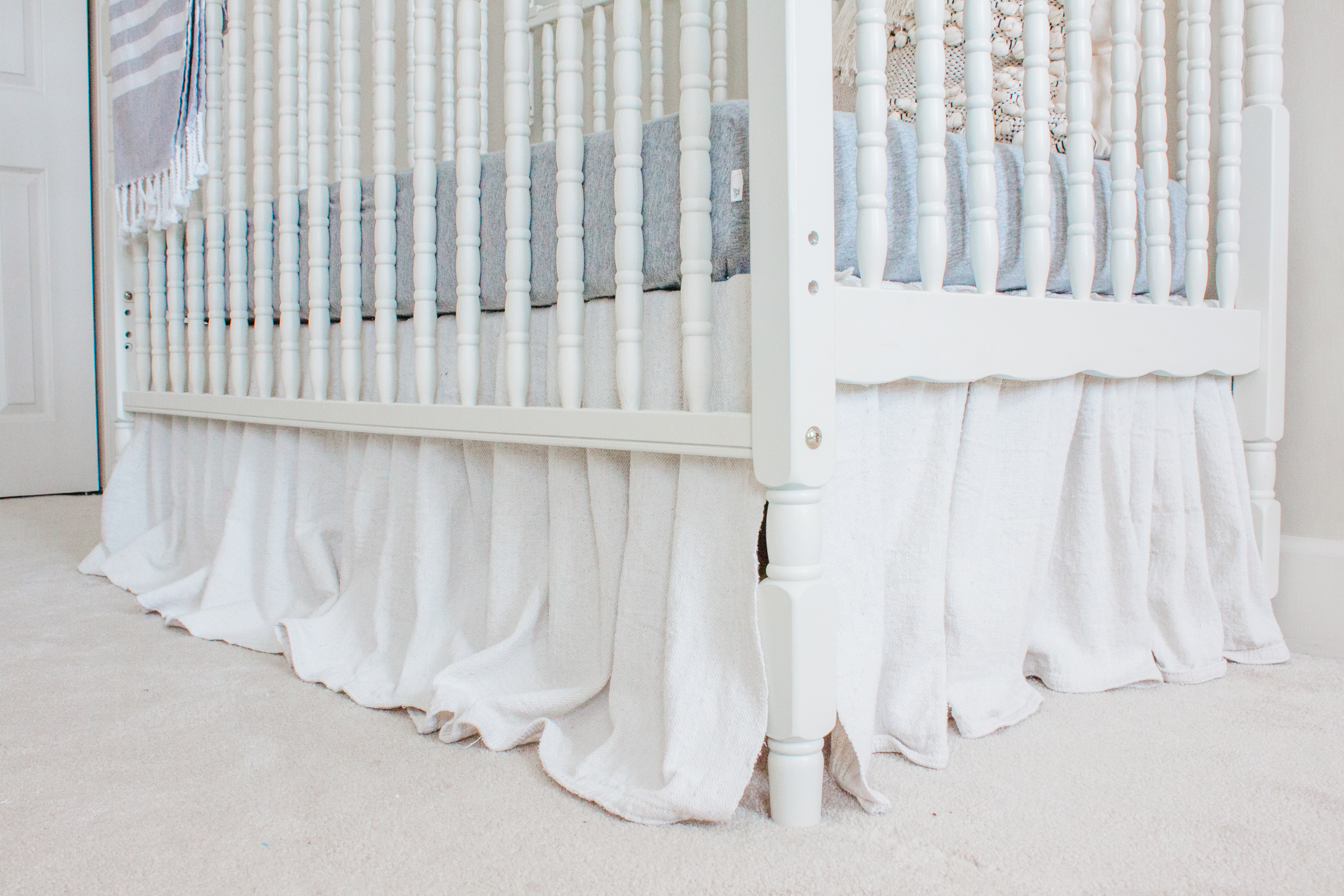 Diy No Sew Drop Cloth Crib Skirt Gather And Flourish